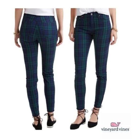 NWOT Vineyard Vines Plaid Pants Green/Blue Size 2 - Picture 1 of 5